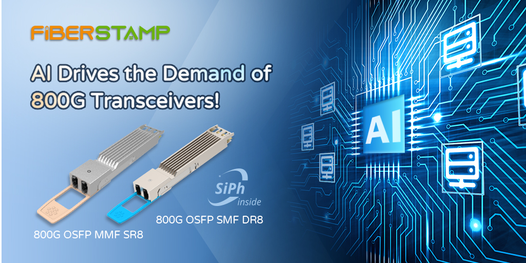 FIBERSTAMP 800G OSFP MMF and SMF Silicon Photonics Modules Are in Mass Production for AI Data Center!